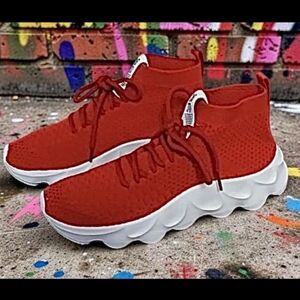 Red Size-9.5 Lightweight Memory-foam Stretch-canvas Sneakers